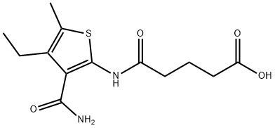 5-[(3-carbamoyl-4-ethyl-5-methylthiophen-2-yl)amino]-5-oxopentanoic acid Struktur