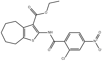 ethyl 2-[(2-chloro-4-nitrobenzoyl)amino]-5,6,7,8-tetrahydro-4H-cyclohepta[b]thiophene-3-carboxylate Struktur