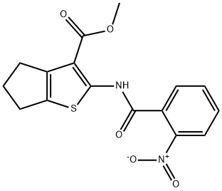 methyl 2-[(2-nitrobenzoyl)amino]-5,6-dihydro-4H-cyclopenta[b]thiophene-3-carboxylate Struktur