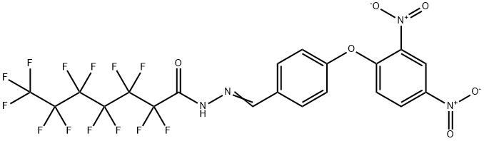 N-[(E)-[4-(2,4-dinitrophenoxy)phenyl]methylideneamino]-2,2,3,3,4,4,5,5,6,6,7,7,7-tridecafluoroheptanamide Struktur