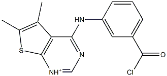 3-[(5,6-dimethylthieno[2,3-d]pyrimidin-1-ium-4-yl)amino]benzoic acid chloride Struktur