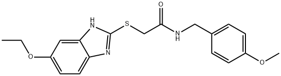 2-[(6-ethoxy-1H-benzimidazol-2-yl)sulfanyl]-N-[(4-methoxyphenyl)methyl]acetamide Struktur