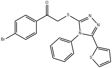 1-(4-bromophenyl)-2-[(4-phenyl-5-thiophen-2-yl-1,2,4-triazol-3-yl)sulfanyl]ethanone Struktur