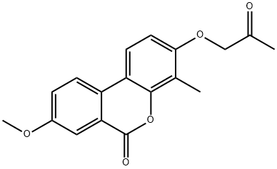 8-methoxy-4-methyl-3-(2-oxopropoxy)benzo[c]chromen-6-one Struktur