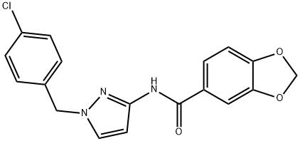 N-[1-[(4-chlorophenyl)methyl]pyrazol-3-yl]-1,3-benzodioxole-5-carboxamide Struktur