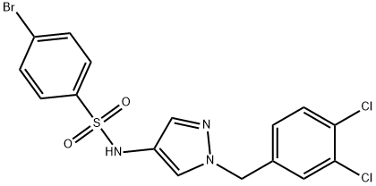 4-bromo-N-[1-[(3,4-dichlorophenyl)methyl]pyrazol-4-yl]benzenesulfonamide Struktur