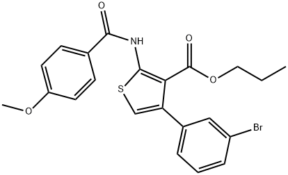 propyl 4-(3-bromophenyl)-2-[(4-methoxybenzoyl)amino]thiophene-3-carboxylate Struktur