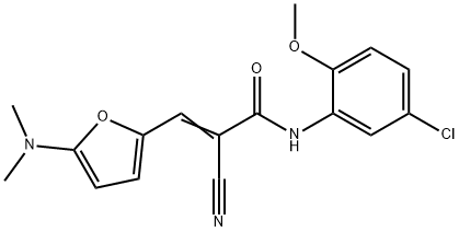 (E)-N-(5-chloro-2-methoxyphenyl)-2-cyano-3-[5-(dimethylamino)furan-2-yl]prop-2-enamide Struktur