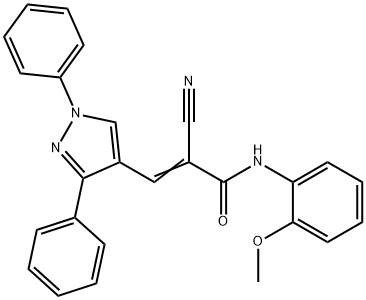 (E)-2-cyano-3-(1,3-diphenylpyrazol-4-yl)-N-(2-methoxyphenyl)prop-2-enamide Struktur