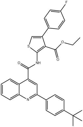 ethyl 2-[[2-(4-tert-butylphenyl)quinoline-4-carbonyl]amino]-4-(4-fluorophenyl)thiophene-3-carboxylate Struktur