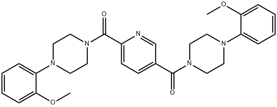 [6-[4-(2-methoxyphenyl)piperazine-1-carbonyl]pyridin-3-yl]-[4-(2-methoxyphenyl)piperazin-1-yl]methanone Struktur