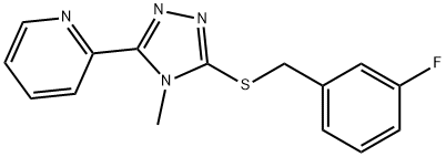 2-[5-[(3-fluorophenyl)methylsulfanyl]-4-methyl-1,2,4-triazol-3-yl]pyridine Struktur