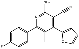 2-amino-6-(4-fluorophenyl)-4-(furan-2-yl)-5-methylpyridine-3-carbonitrile Struktur