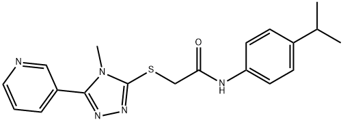 2-[(4-methyl-5-pyridin-3-yl-1,2,4-triazol-3-yl)sulfanyl]-N-(4-propan-2-ylphenyl)acetamide Struktur