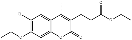 ethyl 3-(6-chloro-4-methyl-2-oxo-7-propan-2-yloxychromen-3-yl)propanoate Struktur