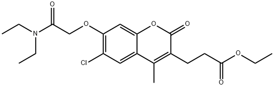 ethyl 3-[6-chloro-7-[2-(diethylamino)-2-oxoethoxy]-4-methyl-2-oxochromen-3-yl]propanoate Struktur