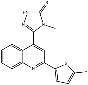 4-methyl-3-[2-(5-methylthiophen-2-yl)quinolin-4-yl]-1H-1,2,4-triazole-5-thione Struktur