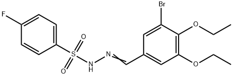 N-[(E)-(3-bromo-4,5-diethoxyphenyl)methylideneamino]-4-fluorobenzenesulfonamide Struktur