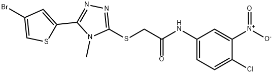 2-[[5-(4-bromothiophen-2-yl)-4-methyl-1,2,4-triazol-3-yl]sulfanyl]-N-(4-chloro-3-nitrophenyl)acetamide Struktur