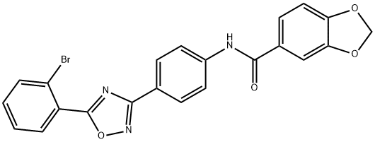 N-[4-[5-(2-bromophenyl)-1,2,4-oxadiazol-3-yl]phenyl]-1,3-benzodioxole-5-carboxamide Struktur