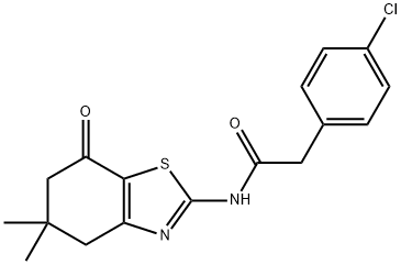 2-(4-chlorophenyl)-N-(5,5-dimethyl-7-oxo-4,6-dihydro-1,3-benzothiazol-2-yl)acetamide Struktur