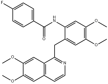 N-[2-[(6,7-dimethoxyisoquinolin-1-yl)methyl]-4,5-dimethoxyphenyl]-4-fluorobenzamide Struktur