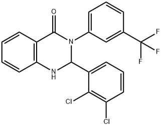 2-(2,3-dichlorophenyl)-3-[3-(trifluoromethyl)phenyl]-1,2-dihydroquinazolin-4-one Struktur