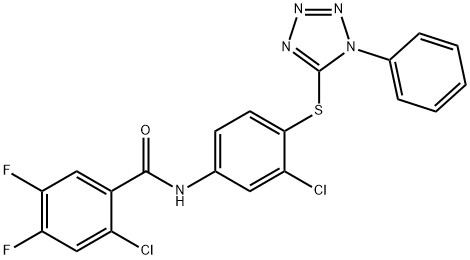 2-chloro-N-[3-chloro-4-(1-phenyltetrazol-5-yl)sulfanylphenyl]-4,5-difluorobenzamide Struktur