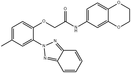 2-[2-(benzotriazol-2-yl)-4-methylphenoxy]-N-(2,3-dihydro-1,4-benzodioxin-6-yl)acetamide Struktur