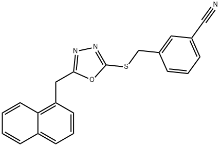 3-[[5-(naphthalen-1-ylmethyl)-1,3,4-oxadiazol-2-yl]sulfanylmethyl]benzonitrile Struktur