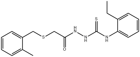 1-(2-ethylphenyl)-3-[[2-[(2-methylphenyl)methylsulfanyl]acetyl]amino]thiourea Struktur