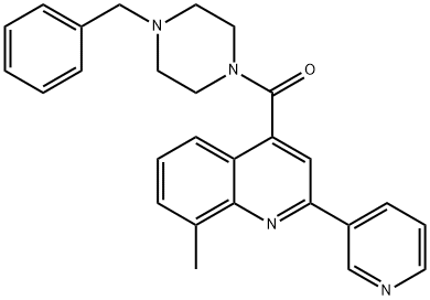 (4-benzylpiperazin-1-yl)-(8-methyl-2-pyridin-3-ylquinolin-4-yl)methanone Struktur