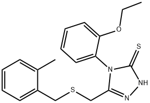 4-(2-ethoxyphenyl)-3-[(2-methylphenyl)methylsulfanylmethyl]-1H-1,2,4-triazole-5-thione Struktur