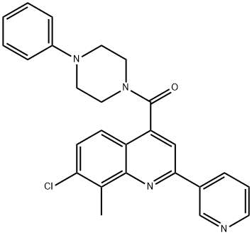 (7-chloro-8-methyl-2-pyridin-3-ylquinolin-4-yl)-(4-phenylpiperazin-1-yl)methanone Struktur