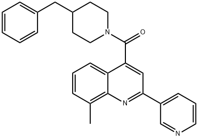 (4-benzylpiperidin-1-yl)-(8-methyl-2-pyridin-3-ylquinolin-4-yl)methanone Struktur