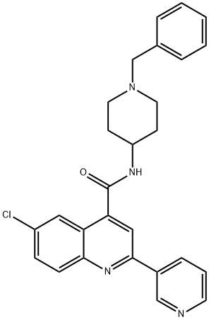 N-(1-benzylpiperidin-4-yl)-6-chloro-2-pyridin-3-ylquinoline-4-carboxamide Struktur