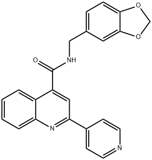 N-(1,3-benzodioxol-5-ylmethyl)-2-pyridin-4-ylquinoline-4-carboxamide Struktur