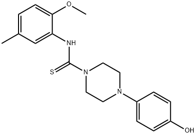 4-(4-hydroxyphenyl)-N-(2-methoxy-5-methylphenyl)piperazine-1-carbothioamide Struktur