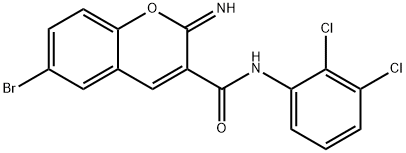 6-bromo-N-(2,3-dichlorophenyl)-2-iminochromene-3-carboxamide Struktur