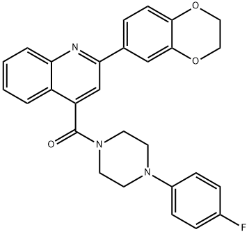 [2-(2,3-dihydro-1,4-benzodioxin-6-yl)quinolin-4-yl]-[4-(4-fluorophenyl)piperazin-1-yl]methanone Struktur