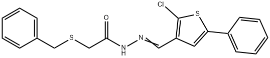 2-benzylsulfanyl-N-[(E)-(2-chloro-5-phenylthiophen-3-yl)methylideneamino]acetamide Struktur