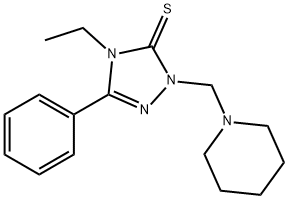 4-ethyl-5-phenyl-2-(piperidin-1-ylmethyl)-1,2,4-triazole-3-thione Struktur