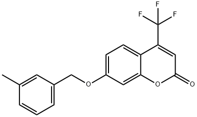 7-[(3-methylphenyl)methoxy]-4-(trifluoromethyl)chromen-2-one Struktur