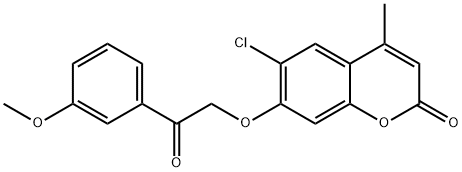 6-chloro-7-[2-(3-methoxyphenyl)-2-oxoethoxy]-4-methylchromen-2-one Struktur