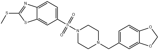 6-[4-(1,3-benzodioxol-5-ylmethyl)piperazin-1-yl]sulfonyl-2-methylsulfanyl-1,3-benzothiazole Struktur