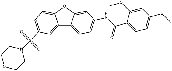 2-methoxy-4-methylsulfanyl-N-(8-morpholin-4-ylsulfonyldibenzofuran-3-yl)benzamide Struktur