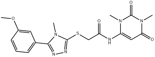 N-(1,3-dimethyl-2,6-dioxopyrimidin-4-yl)-2-[[5-(3-methoxyphenyl)-4-methyl-1,2,4-triazol-3-yl]sulfanyl]acetamide Struktur