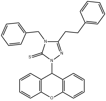 4-benzyl-5-(2-phenylethyl)-2-(9H-xanthen-9-yl)-1,2,4-triazole-3-thione Struktur