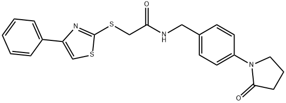 N-[[4-(2-oxopyrrolidin-1-yl)phenyl]methyl]-2-[(4-phenyl-1,3-thiazol-2-yl)sulfanyl]acetamide Struktur