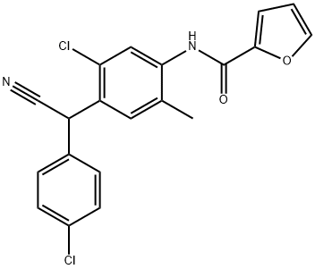 N-[5-chloro-4-[(4-chlorophenyl)-cyanomethyl]-2-methylphenyl]furan-2-carboxamide Struktur